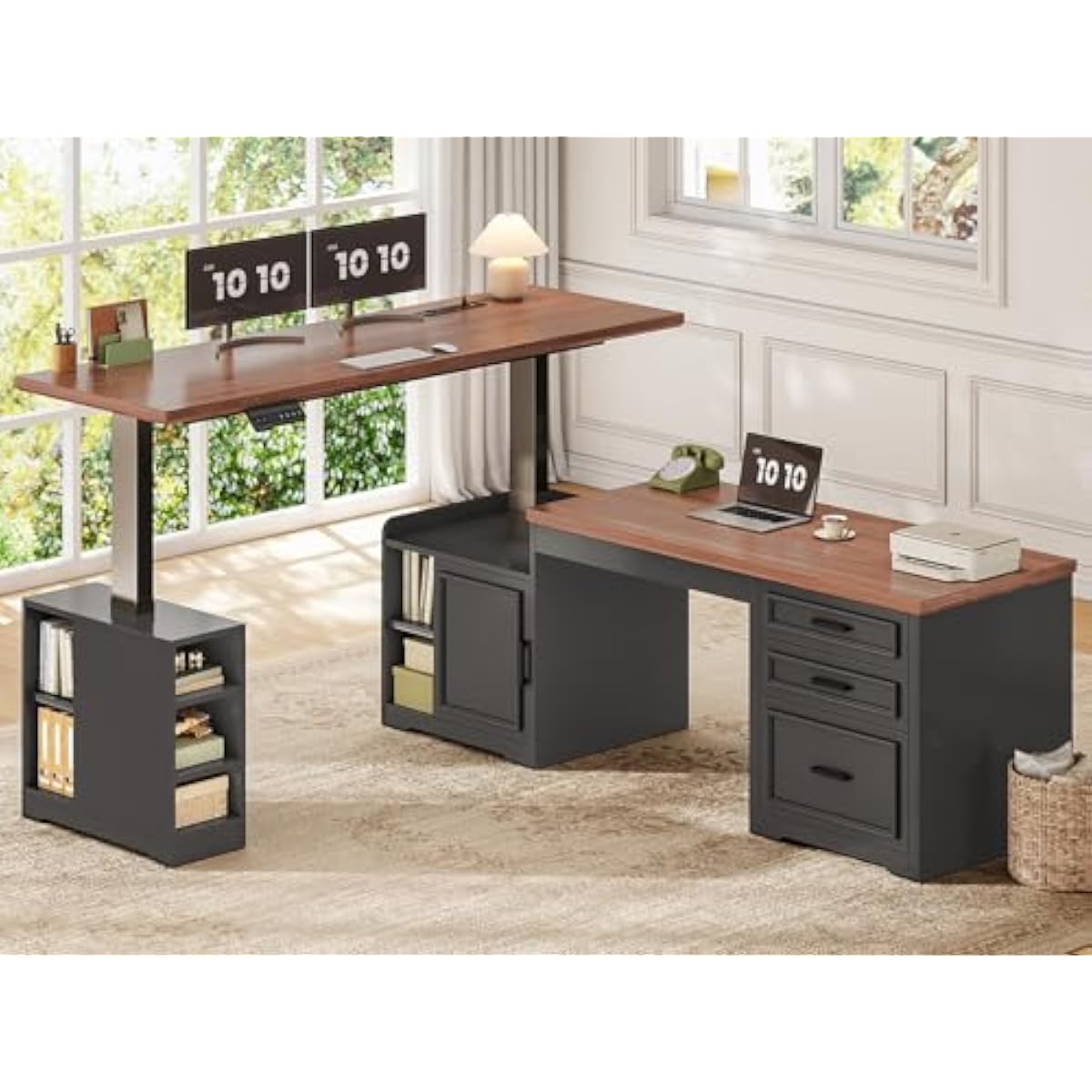 Desk Setup L Shaped - مكتب كهربائي قابل للتعديل على شكل