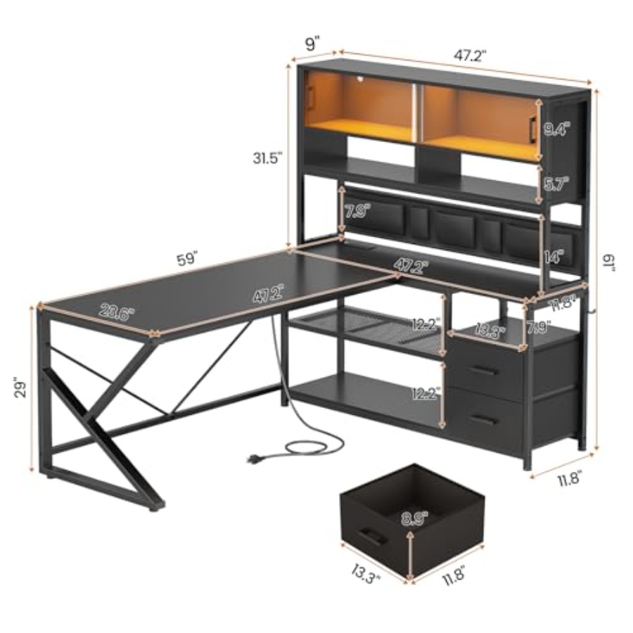 مكتب ألعاب على شكل حرف L مع أر - مراجعة Desk Setup L Shaped وسعره