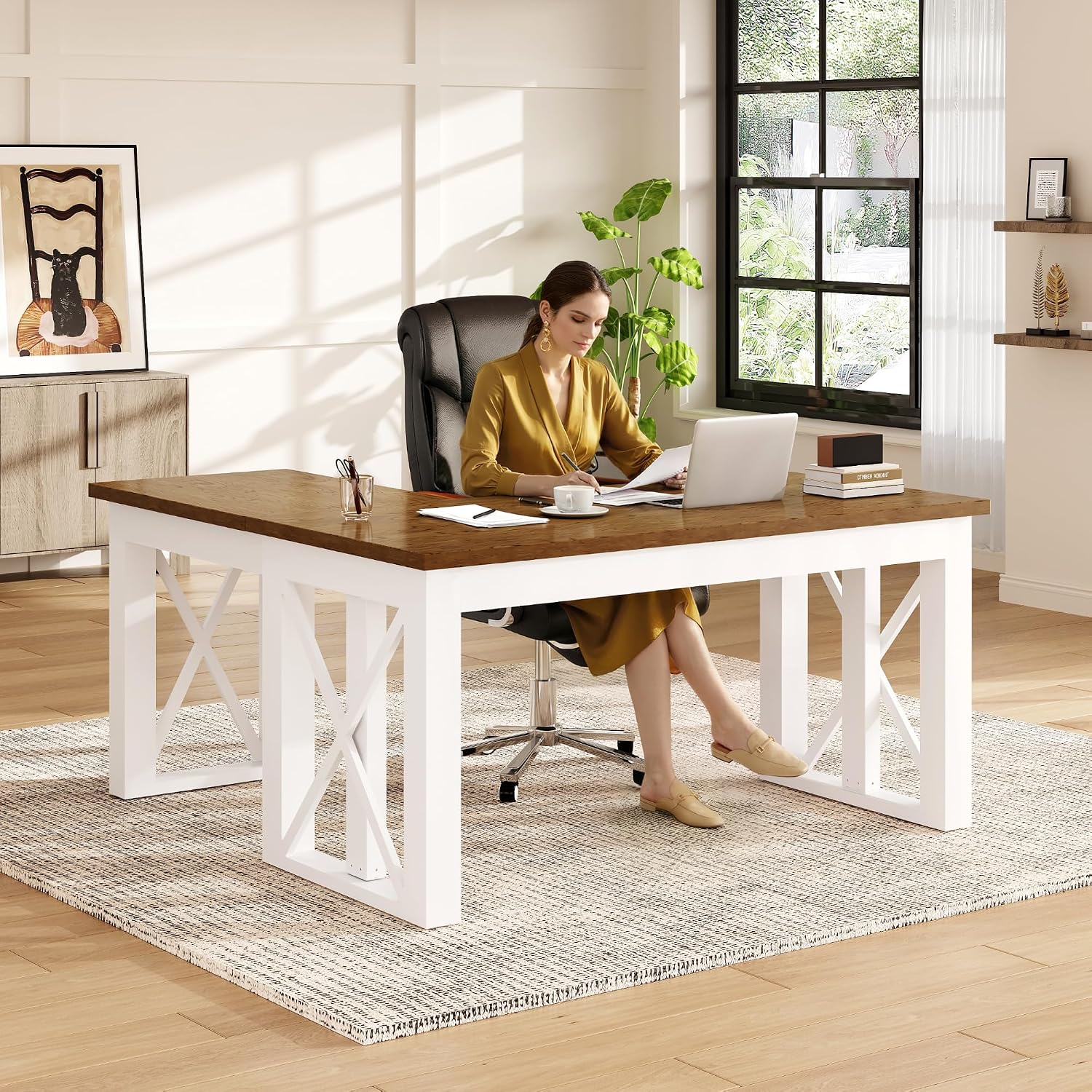 مكتب عمل قائم على شكل حرف L مع - مراجعة Desk Setup L Shaped وسعره