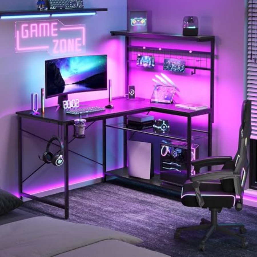 مكتب ألعاب بحجم 42 بوصة، مزود  - مراجعة Desk Setup L Shaped وسعره
